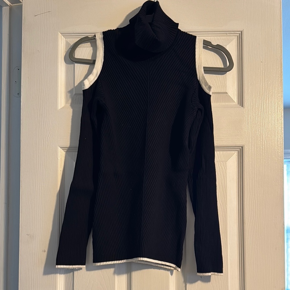 XOXO Black and White Cowl Neck Sweater